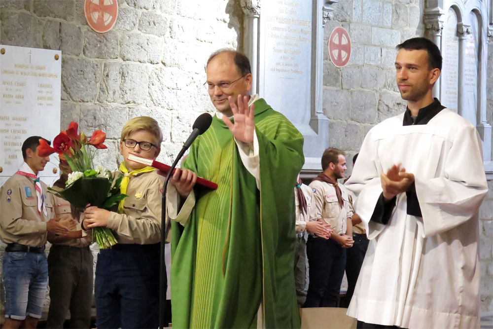 Otec Jakub Holík během dnešní mše svaté v bazilice sv. Prokopa.